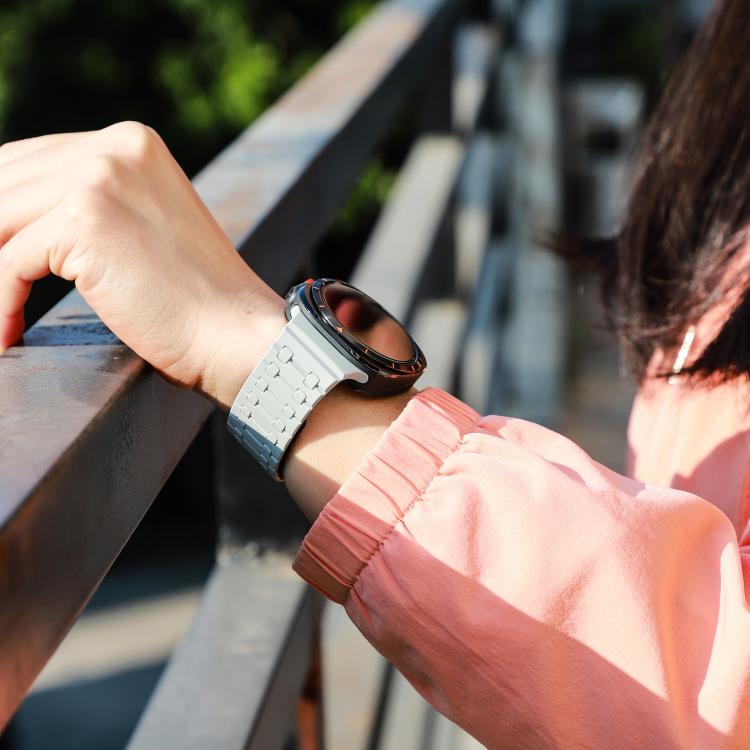 For Samsung Galaxy Watch Ultra 47mm / Ultra 2025 AP Dual Color Magnetic Silicone Watch Band(Light Grey Black) by bashfashion