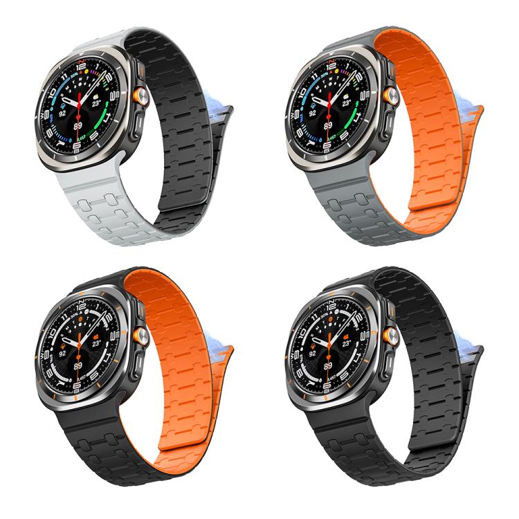 For Samsung Galaxy Watch Ultra 47mm / Ultra 2025 AP Dual Color Magnetic Silicone Watch Band(Grey Orange) by bashfashion