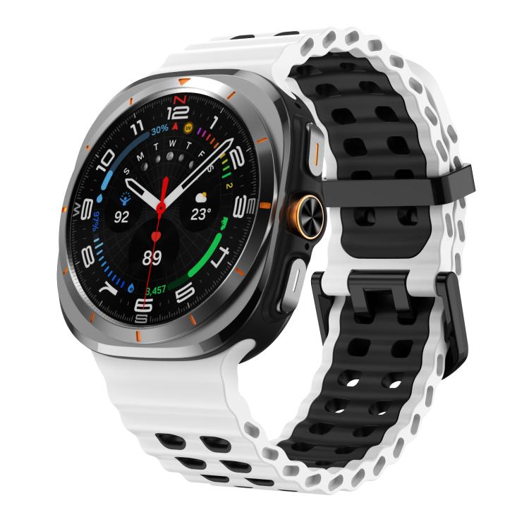 For Samsung Galaxy Watch Ultra 47mm / Ultra 2025 Kalebol Ocean Two-tone Silicone Strap(White Black) by Kalebol
