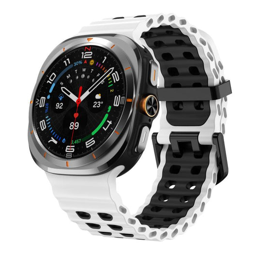 For Samsung Galaxy Watch Ultra 47mm / Ultra 2025 Kalebol Ocean Two-tone Silicone Strap(White Black) by Kalebol