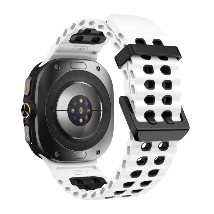 For Samsung Galaxy Watch Ultra 47mm / Ultra 2025 Kalebol Ocean Two-tone Silicone Strap(White Black) by Kalebol