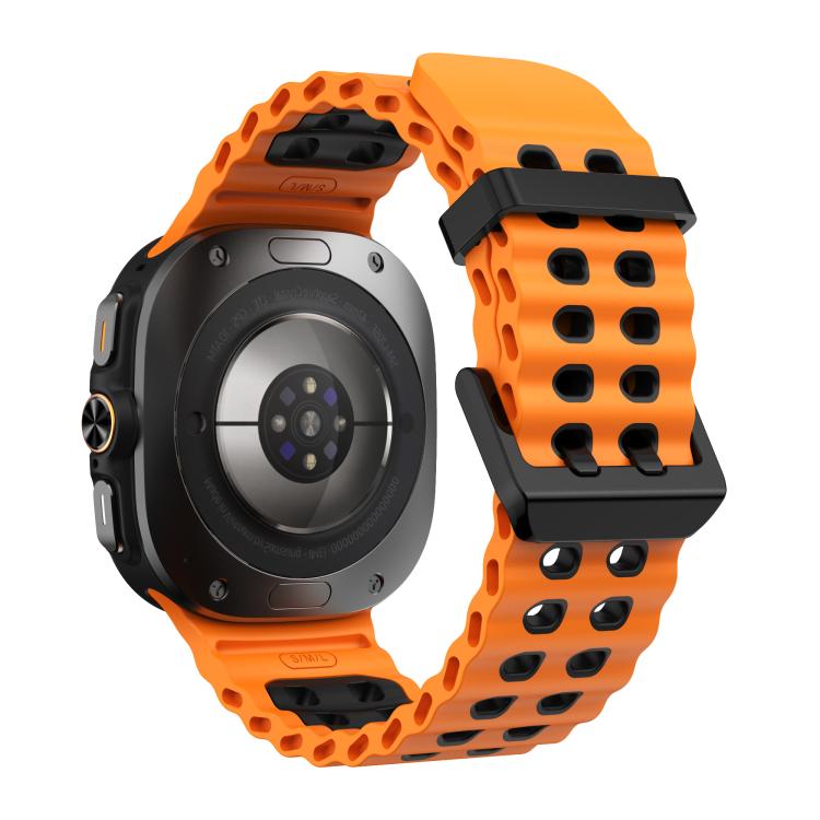 For Samsung Galaxy Watch Ultra 47mm / Ultra 2025 Kalebol Ocean Two-tone Silicone Strap(Orange Black) by Kalebol