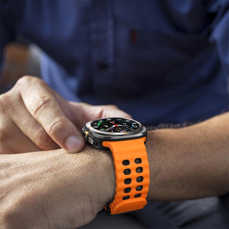 For Samsung Galaxy Watch Ultra 47mm / Ultra 2025 Kalebol Ocean Two-tone Silicone Strap(Orange Black) by Kalebol
