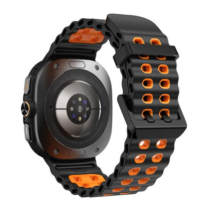 For Samsung Galaxy Watch Ultra 47mm / Ultra 2025 Kalebol Ocean Two-tone Silicone Strap(Black Orange) by Kalebol