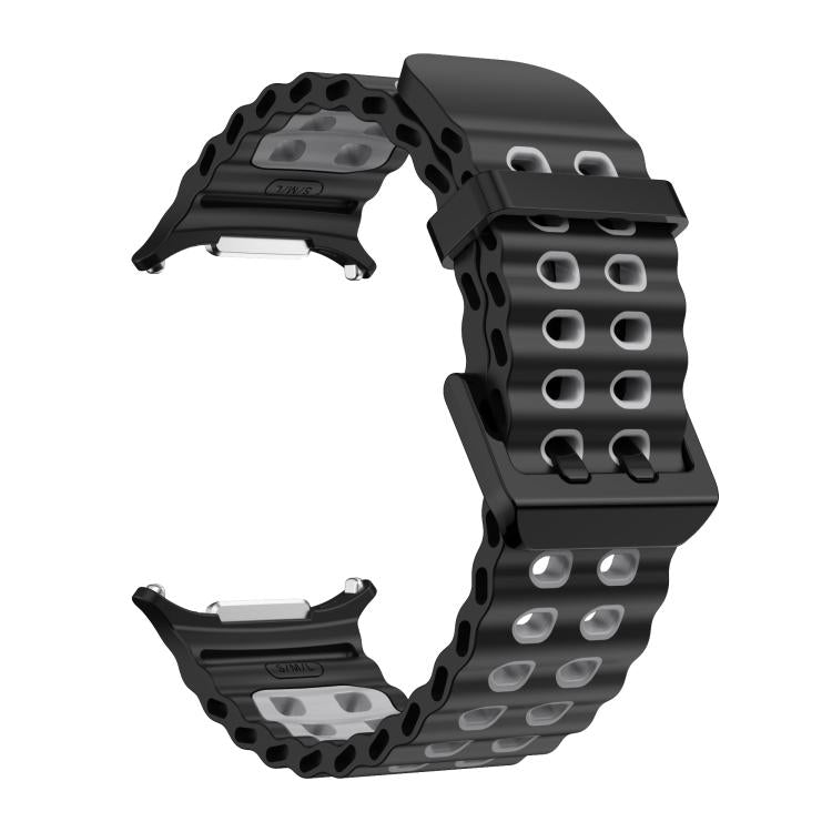 For Samsung Galaxy Watch Ultra 47mm / Ultra 2025 Kalebol Ocean Two-tone Silicone Strap(Black Grey) by Kalebol