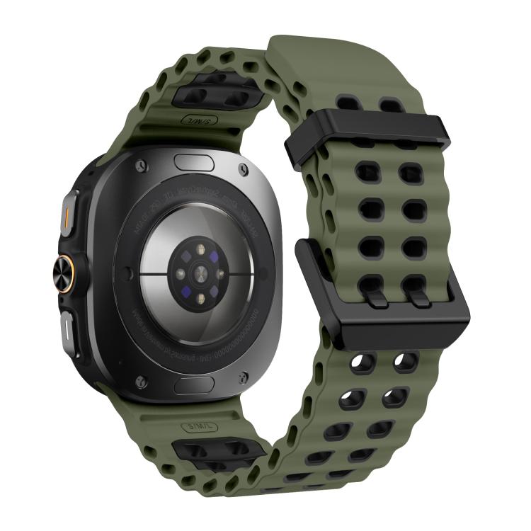 For Samsung Galaxy Watch Ultra 47mm / Ultra 2025 Kalebol Ocean Two-tone Silicone Strap(Army Green Black) by Kalebol