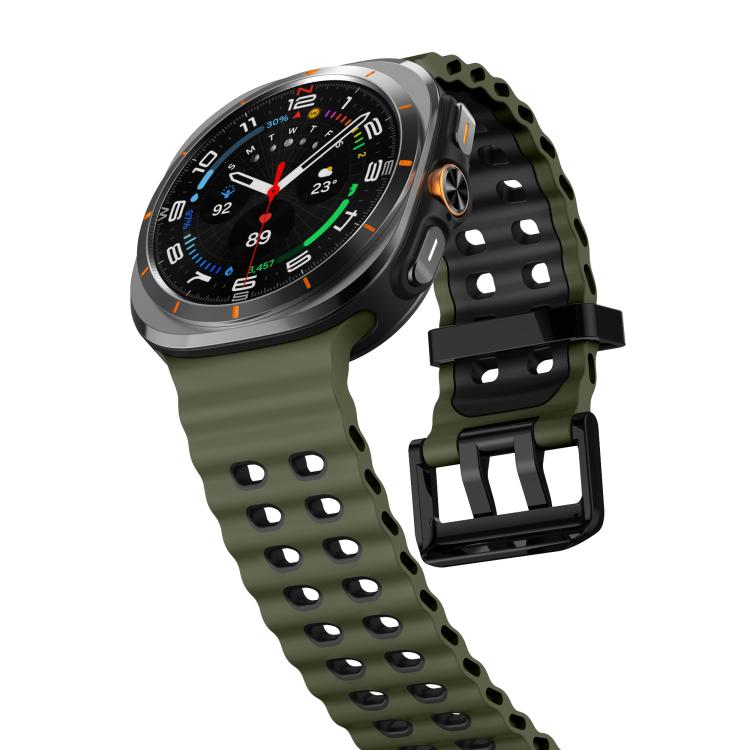 For Samsung Galaxy Watch Ultra 47mm / Ultra 2025 Kalebol Ocean Two-tone Silicone Strap(Army Green Black) by Kalebol