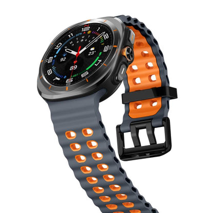 For Samsung Galaxy Watch Ultra 47mm / Ultra 2025 Kalebol Ocean Two-tone Silicone Strap(Space Grey Orange) by Kalebol