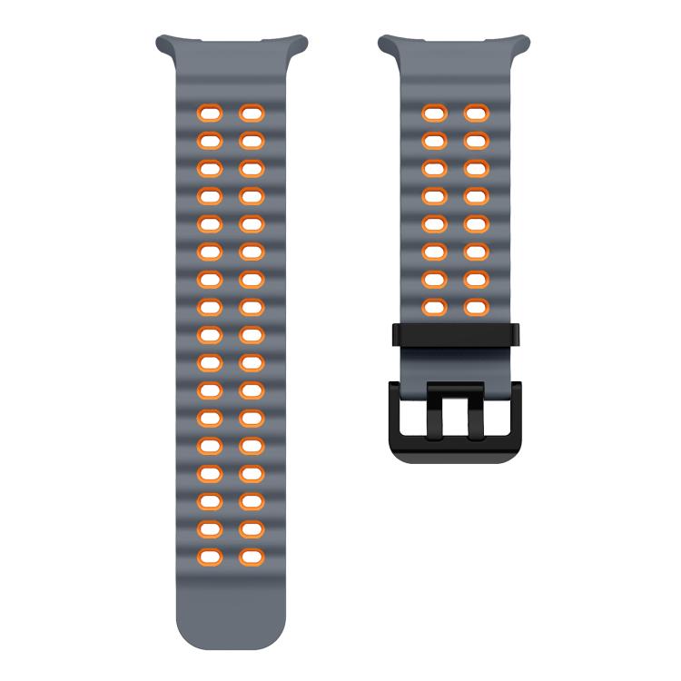 For Samsung Galaxy Watch Ultra 47mm / Ultra 2025 Kalebol Ocean Two-tone Silicone Strap(Space Grey Orange) by Kalebol