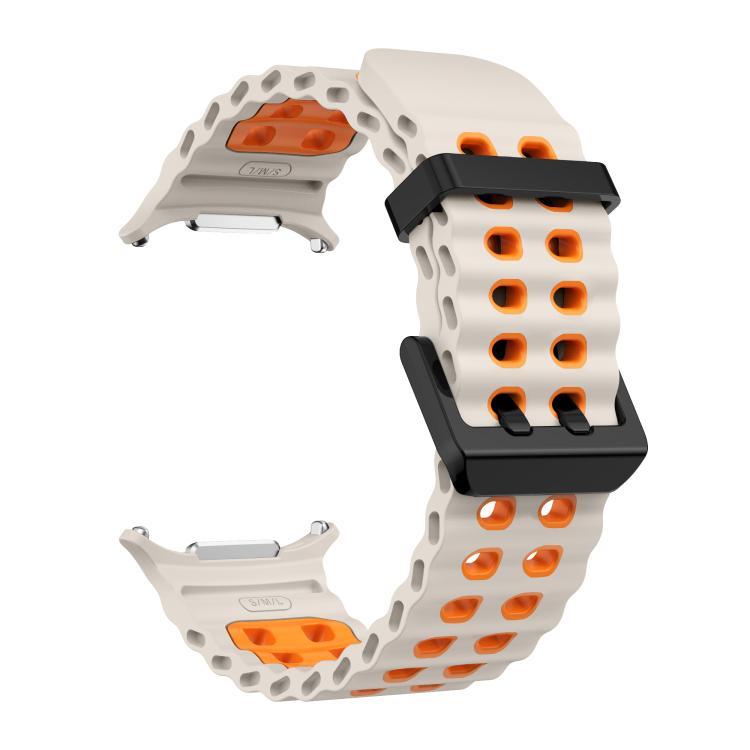 For Samsung Galaxy Watch Ultra 47mm / Ultra 2025 Kalebol Ocean Two-tone Silicone Strap(Starlight Orange) by Kalebol