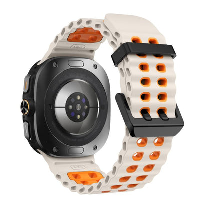 For Samsung Galaxy Watch Ultra 47mm / Ultra 2025 Kalebol Ocean Two-tone Silicone Strap(Starlight Orange) by Kalebol