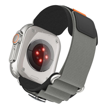 For Apple Watch 46mm / 49mm / 45mm / 44mm Kalebol Compass Nylon Loop Watch Strap(Black Grey) by Kalebol