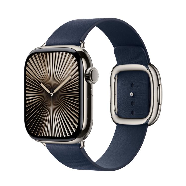 For Apple Watch 46mm / 49mm / 45mm / 44mm Modern Style Leather Watch Band(Dark Blue) by bashfashion