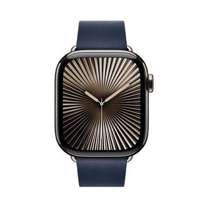 For Apple Watch 46mm / 49mm / 45mm / 44mm Modern Style Leather Watch Band(Dark Blue) by bashfashion