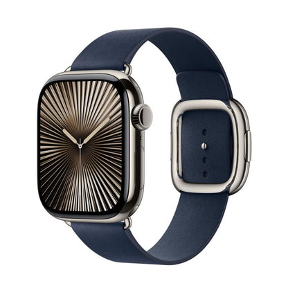 For Apple Watch 42mm / 41mm / 40mm / 38mm Modern Style Leather Watch Band(Dark Blue) by bashfashion