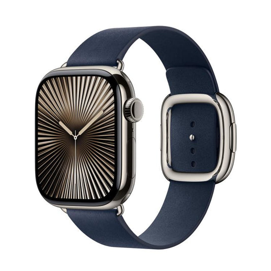 For Apple Watch 42mm / 41mm / 40mm / 38mm Modern Style Leather Watch Band(Dark Blue) by bashfashion