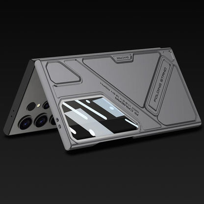 For Samsung Galaxy S25 Ultra 5G GKK Mech Style Ultra-thin Folding Holder Phone Case, Not Included Pen(Mountain Gray) by GKK