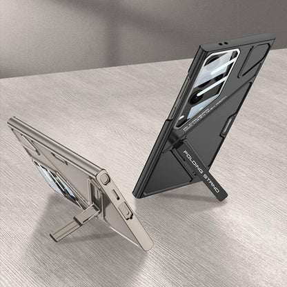 For Samsung Galaxy S25 Ultra 5G GKK Mech Style Ultra-thin Folding Holder Phone Case, Not Included Pen(Mountain Gray) by GKK