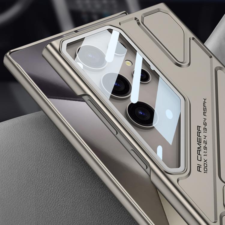 For Samsung Galaxy S25 Ultra 5G GKK Mech Style Ultra-thin Folding Holder Phone Case, Not Included Pen(Mountain Gray) by GKK