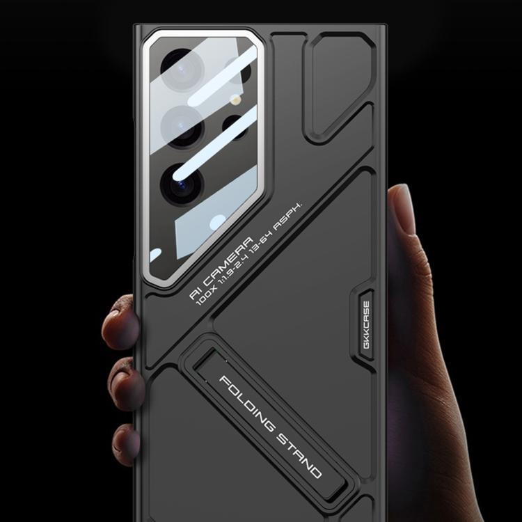 For Samsung Galaxy S25 Ultra 5G GKK Mech Style Ultra-thin Folding Holder Phone Case, Not Included Pen(Mountain Gray) by GKK