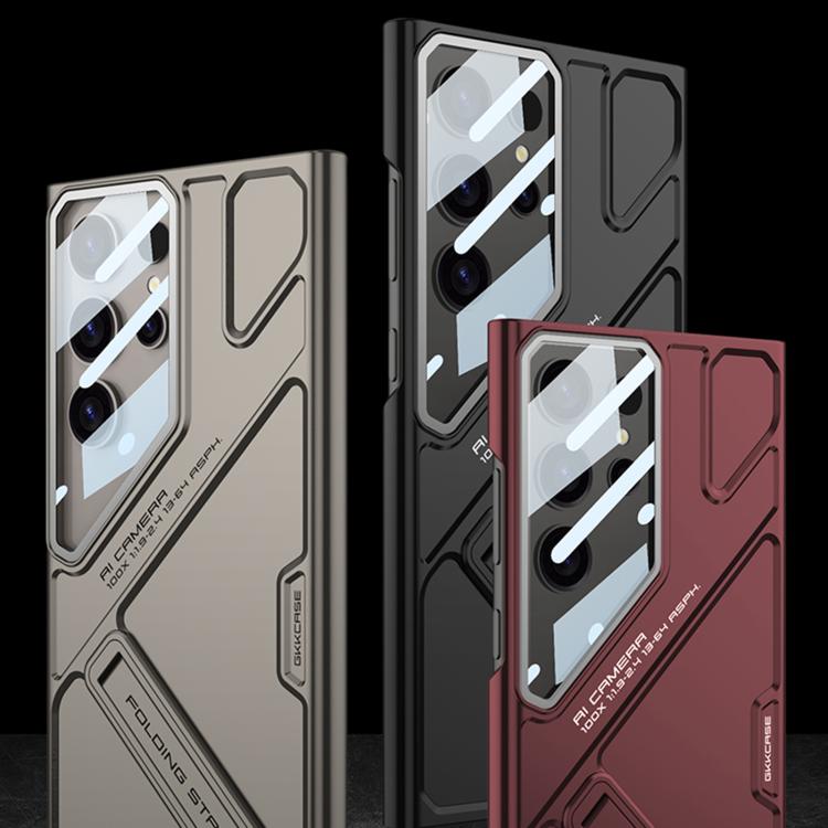 For Samsung Galaxy S24 Ultra 5G GKK Mech Style Ultra-thin Folding Holder Phone Case, Not Included Pen(Red) by GKK