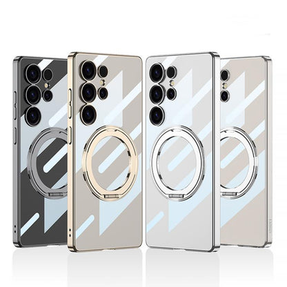 For Samsung Galaxy S25 Ultra 5G GKK PC Phone Case with Magnetic Rotating Holder, Not Included Pen(Black) by GKK