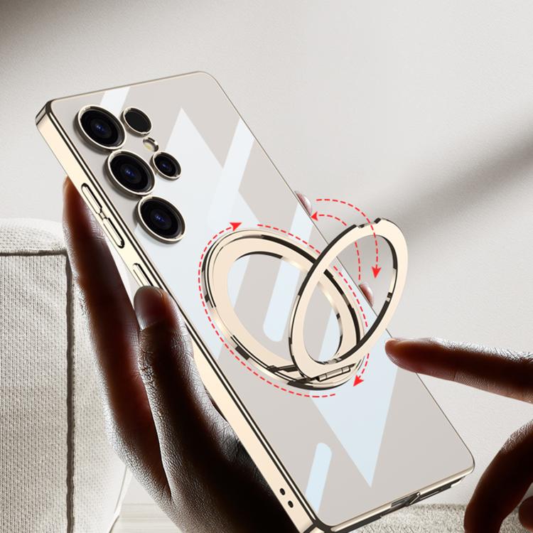 For Samsung Galaxy S25 Ultra 5G GKK PC Phone Case with Magnetic Rotating Holder, Not Included Pen(Black) by GKK