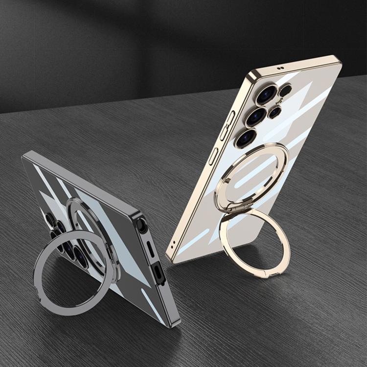 For Samsung Galaxy S25 Ultra 5G GKK PC Phone Case with Magnetic Rotating Holder, Not Included Pen(Black) by GKK