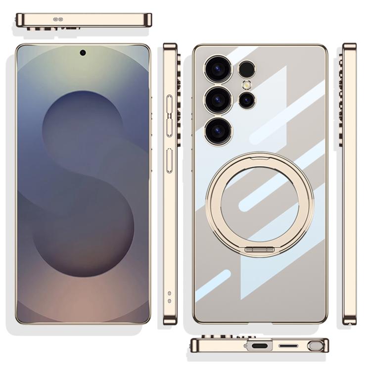 For Samsung Galaxy S25 Ultra 5G GKK PC Phone Case with Magnetic Rotating Holder, Not Included Pen(Black) by GKK