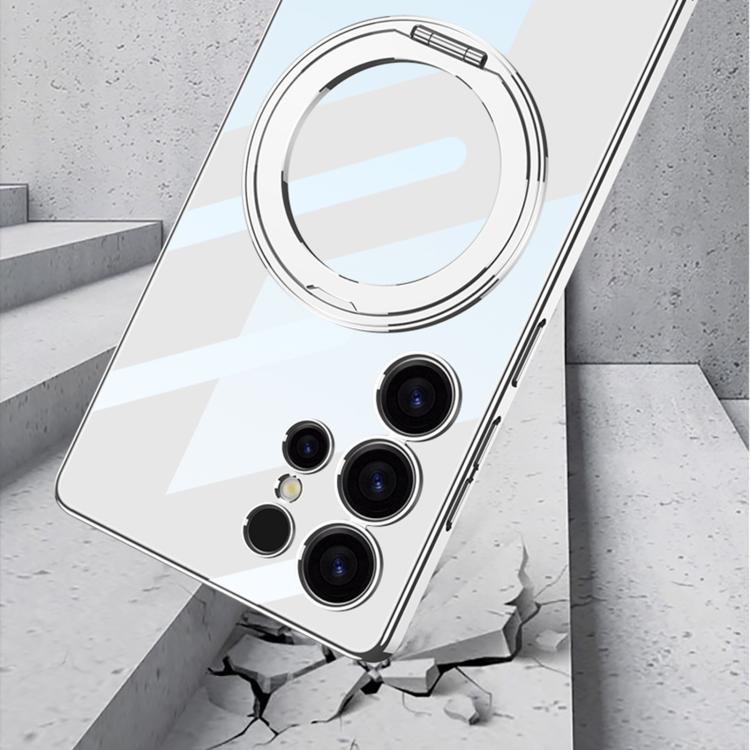 For Samsung Galaxy S25 Ultra 5G GKK PC Phone Case with Magnetic Rotating Holder, Not Included Pen(Black) by GKK