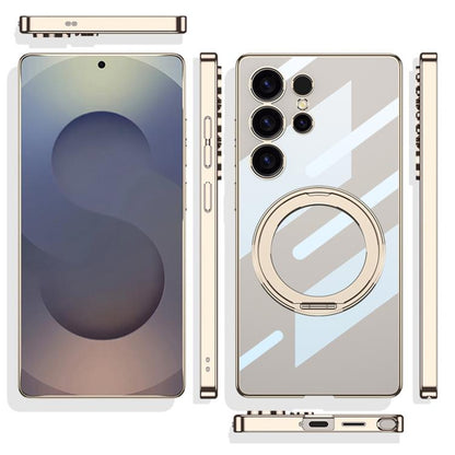 For Samsung Galaxy S25 Ultra 5G GKK PC Phone Case with Magnetic Rotating Holder, Not Included Pen(Transparent) by GKK