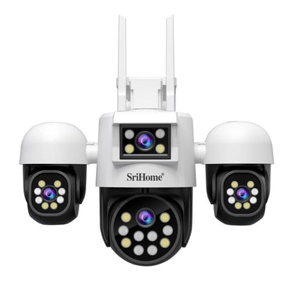 SriHome SH069 8MP 3X Digital Zoom HD Quad-lens Security Camera, Plug:UK Plug by SriHome