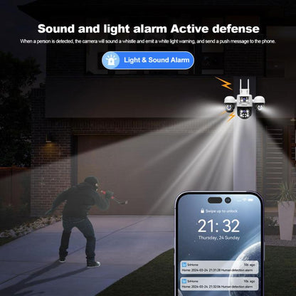 SriHome SH069 8MP 3X Digital Zoom HD Quad-lens Security Camera, Plug:US Plug by SriHome