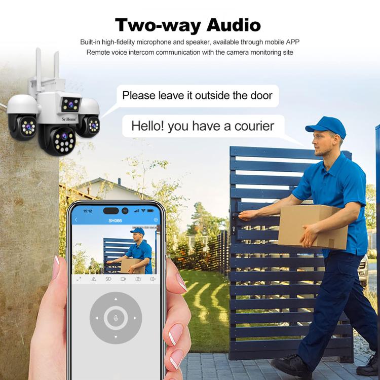SriHome SH069 8MP 3X Digital Zoom HD Quad-lens Security Camera, Plug:AU Plug by SriHome