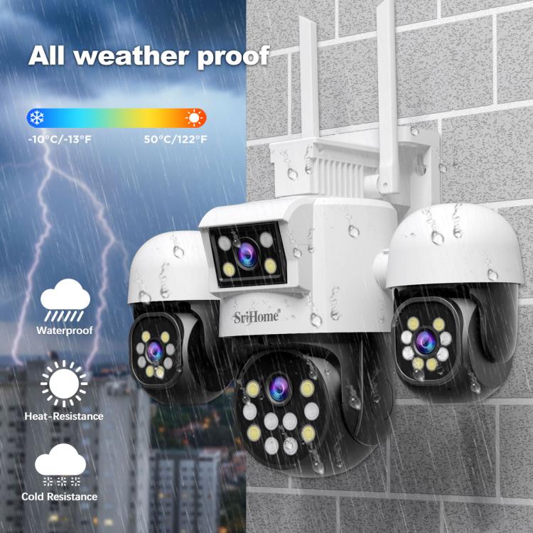 SriHome SH069 8MP 3X Digital Zoom HD Quad-lens Security Camera, Plug:AU Plug by SriHome
