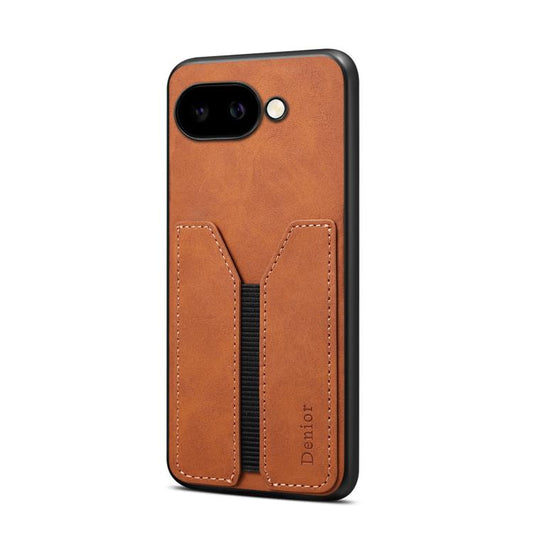 For Google Pixel 9a Denior D07 DV Elastic Card Slot PU Back Cover Phone Case(Brown) by Denior