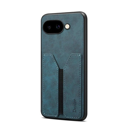For Google Pixel 9a Denior D07 DV Elastic Card Slot PU Back Cover Phone Case(Blue) by Denior
