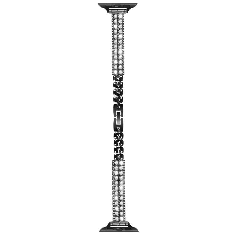 For Apple Watch 46mm / 49mm / 45mm / 44mm Slim Train Section Diamond Metal Watch Band(Black) by bashfashion