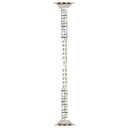 For Apple Watch 46mm / 49mm / 45mm / 44mm Slim Train Section Diamond Metal Watch Band(Starlight) by bashfashion
