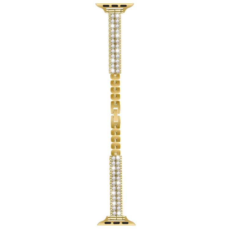 For Apple Watch 42mm / 41mm / 40mm / 38mm Slim Train Section Diamond Metal Watch Band(Gold) by bashfashion