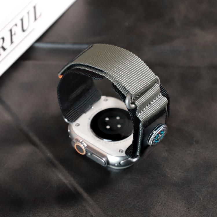 For Apple Watch 42mm / 41mm / 40mm / 38mm Compass Nylon Loop Watch Band(Black Grey) by bashfashion