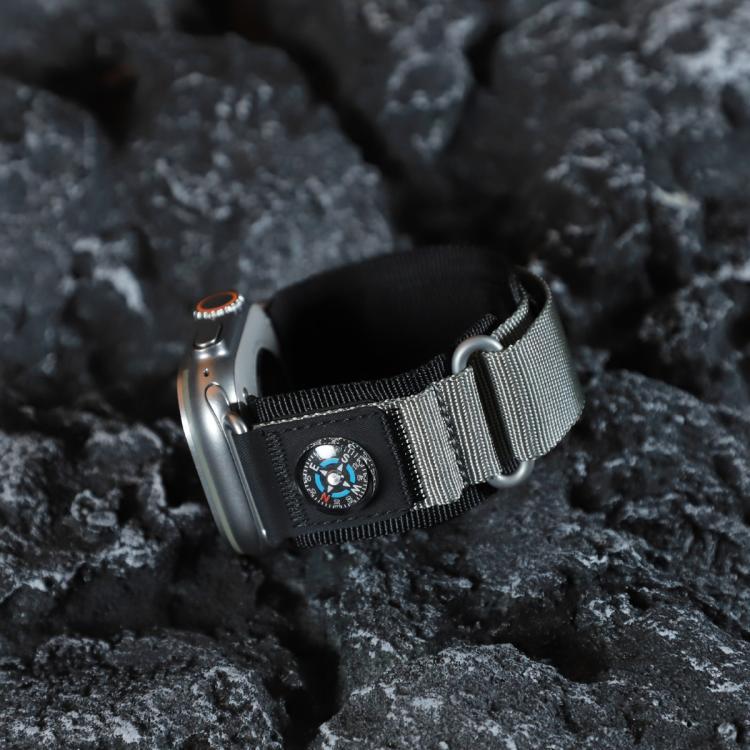 For Apple Watch 42mm / 41mm / 40mm / 38mm Compass Nylon Loop Watch Band(Black Grey) by bashfashion