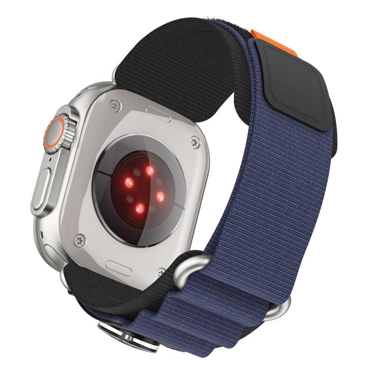 For Apple Watch 42mm / 41mm / 40mm / 38mm Compass Nylon Loop Watch Band(Black Blue) by bashfashion