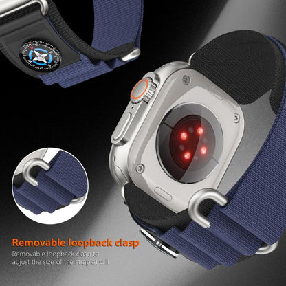 For Apple Watch 42mm / 41mm / 40mm / 38mm Compass Nylon Loop Watch Band(Black Blue) by bashfashion