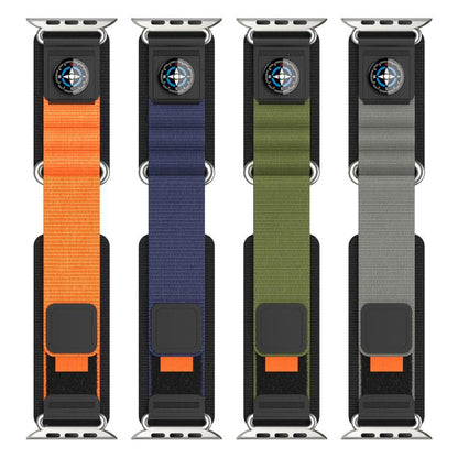 For Apple Watch 46mm / 49mm / 45mm / 44mm Compass Nylon Loop Watch Band(Black Blue) by bashfashion