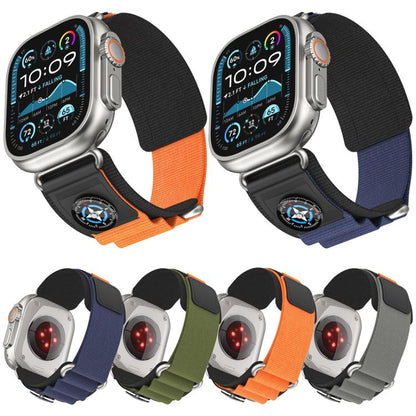 For Apple Watch 42mm / 41mm / 40mm / 38mm Compass Nylon Loop Watch Band(Black Orange) by bashfashion