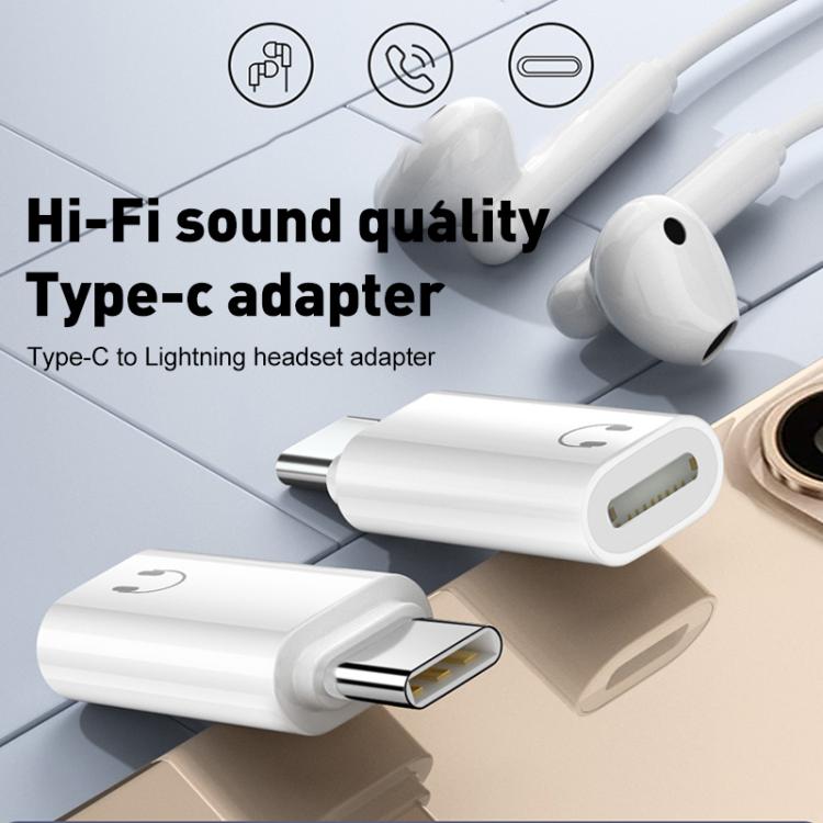 Type-C Male to 8 Pin Female Hi-Fi Audio Earphone Adapter(White) by bashfashion