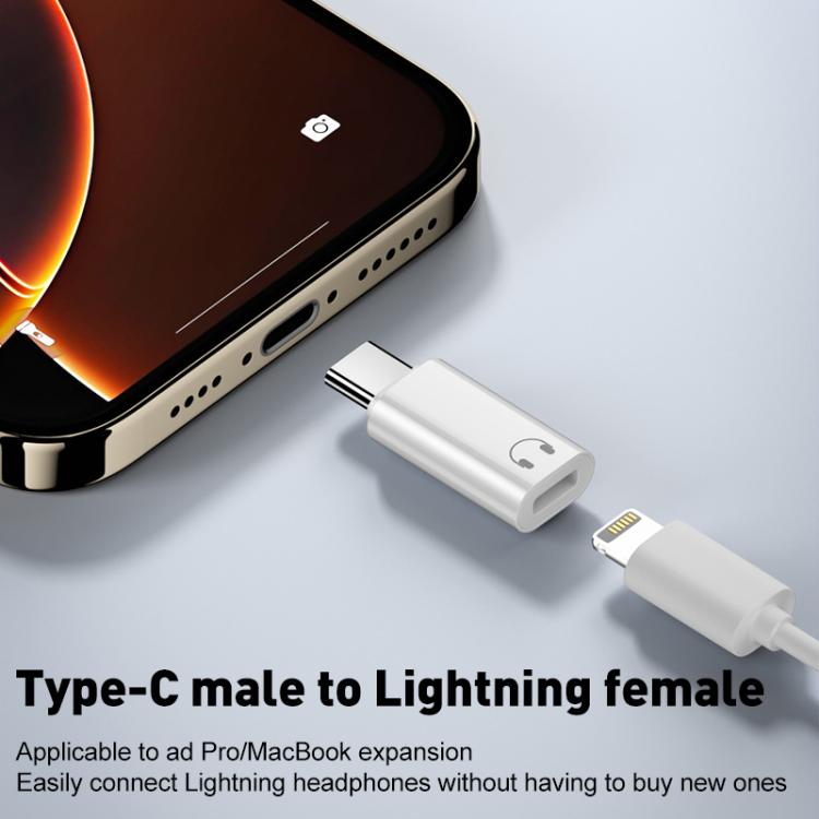 Type-C Male to 8 Pin Female Hi-Fi Audio Earphone Adapter(White) by bashfashion
