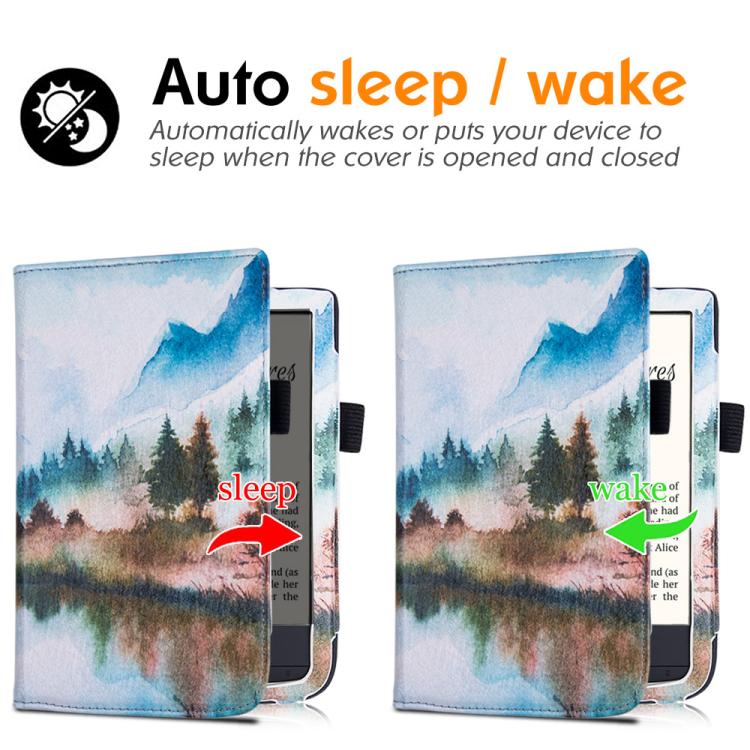 For Pocketbook PB616 Hand Rest Holder Painting Leather Smart Tablet Case(Landscape Painting) by bashfashion