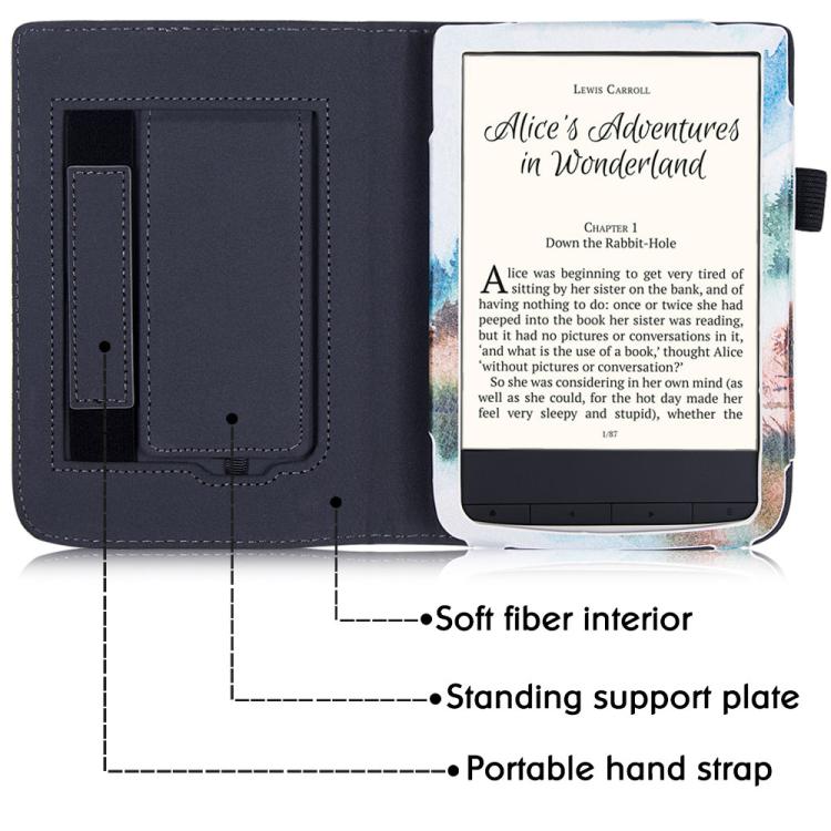 For Pocketbook PB616 Hand Rest Holder Painting Leather Smart Tablet Case(Landscape Painting) by bashfashion